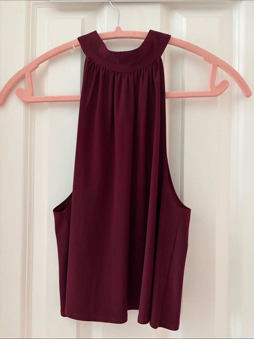 Halter Open Back Tank Top - Deep Burgundy